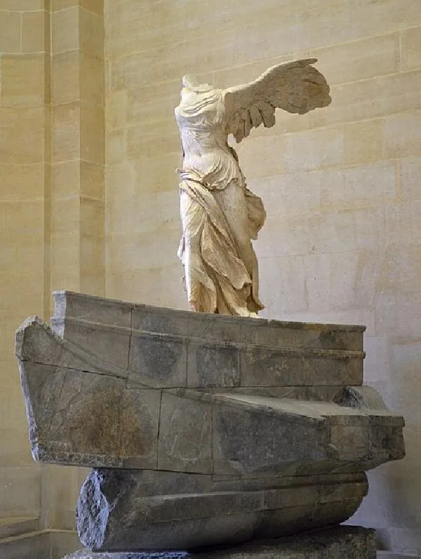 Winged Victory of Samothrace on its ship-shaped base at the Louvre