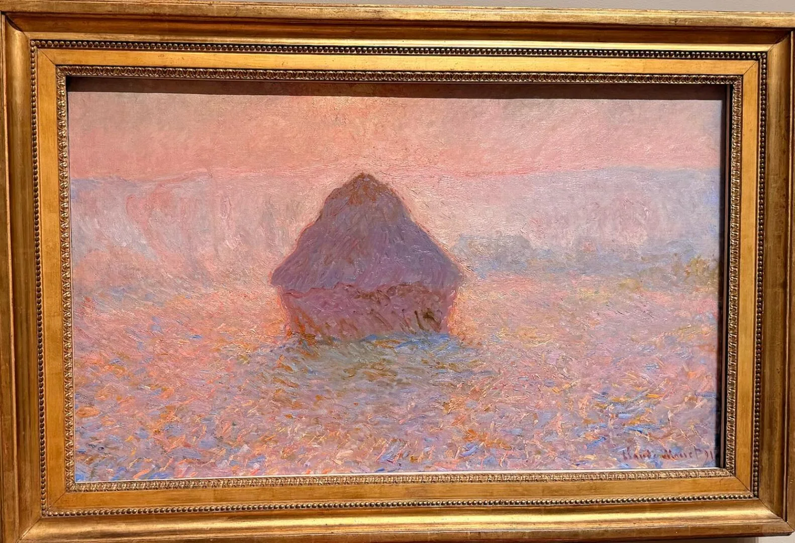 Claude Monet's pink and violet Grainstack, Sun in the Mist at Mia