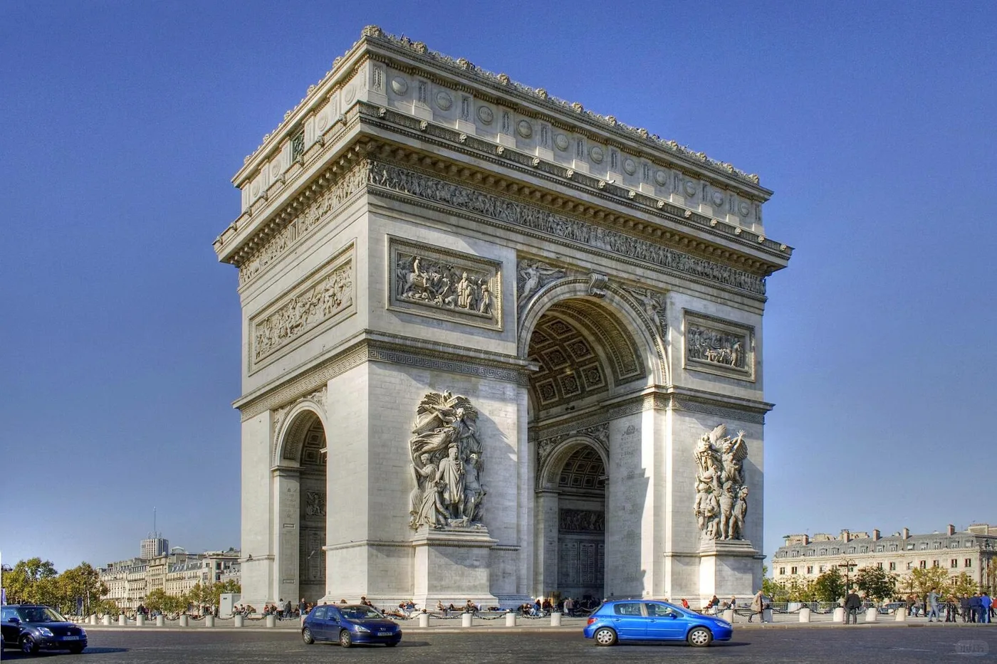 Arc de Triomphe under a blue Paris sky