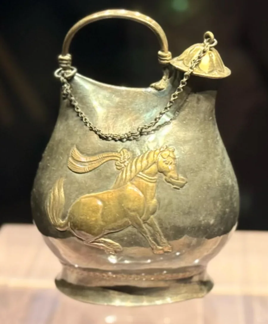 Tang dancing-horse silver ewer at Shaanxi History Museum