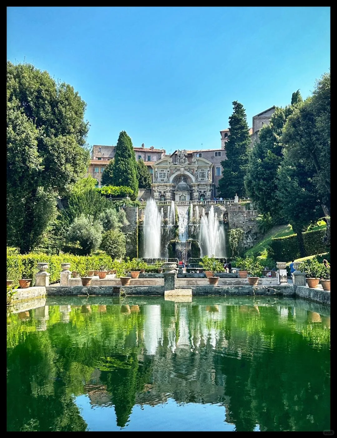 Fountains and reflecting pool in the gardens of Villa d’Este